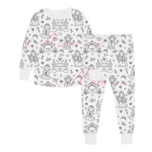 Pijama de manga comprida de algodão com grafite colorido