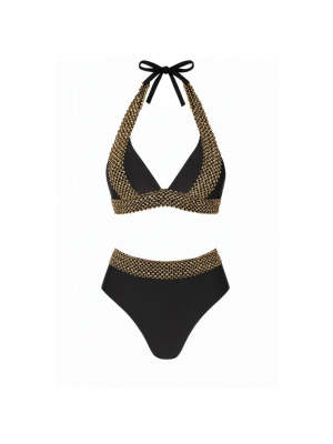 Maiô feminino de poliéster, preto, tamanho XL