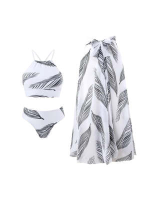 Conjunto de roupa de banho estampada em poliéster