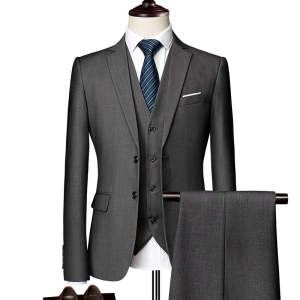 Jaqueta de terno casual e elegante de poliéster masculino