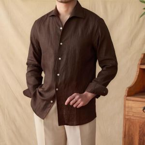 Camisa de cor sólida de poliéster para homem