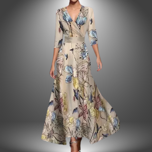 Vestido de poliéster estampado exclusivo da moda feminino