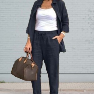 Conjunto casual de moda de poliéster feminino
