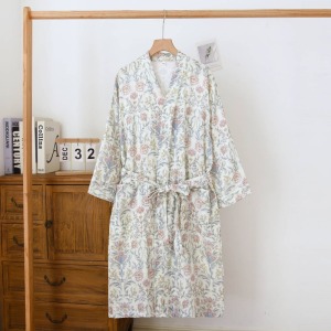 Roupão estampado de algodão feminino