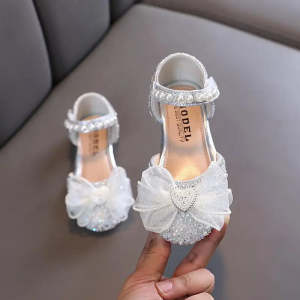 Sapatos de couro de princesa de silicone para meninas