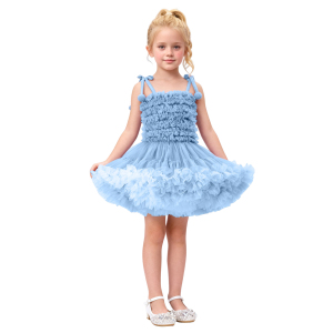 Vestido de alça de espaguete para meninas de nylon