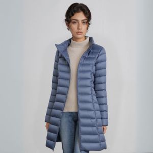 Jaqueta leve de nylon feminino grosso