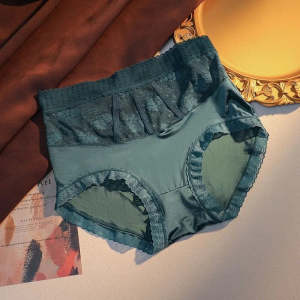 Calcinha de renda de algodão para mulheres preto
