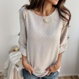 Um top estampado de poliéster da moda para mulheres