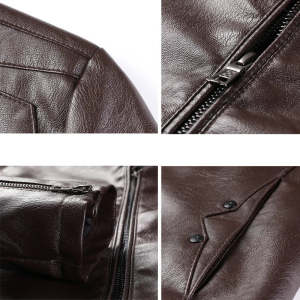 Jaqueta solta elegante de couro sintético masculino