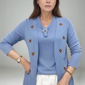 Top de pulôver casual de moda de poliéster feminino