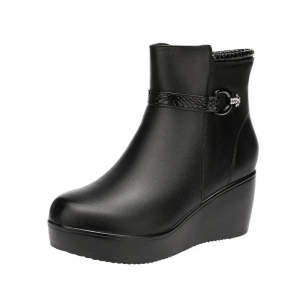 Botas de couro sintético da moda feminina