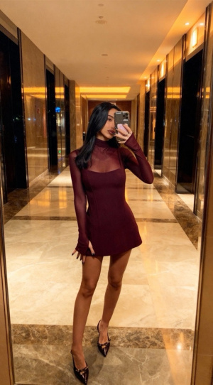 Vestido de gola quadrada em poliéster