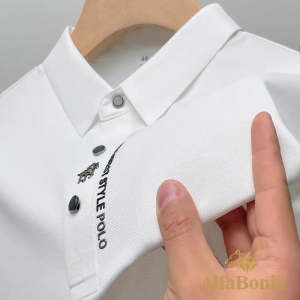 Camisa de manga curta de poliéster de homem