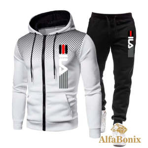 Terno esportivo estampado masculino de poliéster