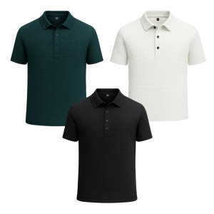 Camisa de manga curta casual de poliéster para homem