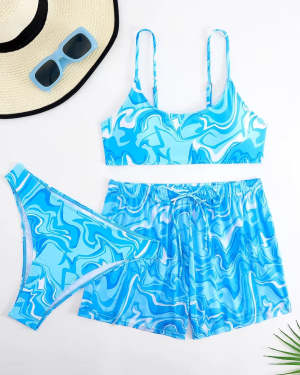 Swimsuit feminino estampado em poliéster