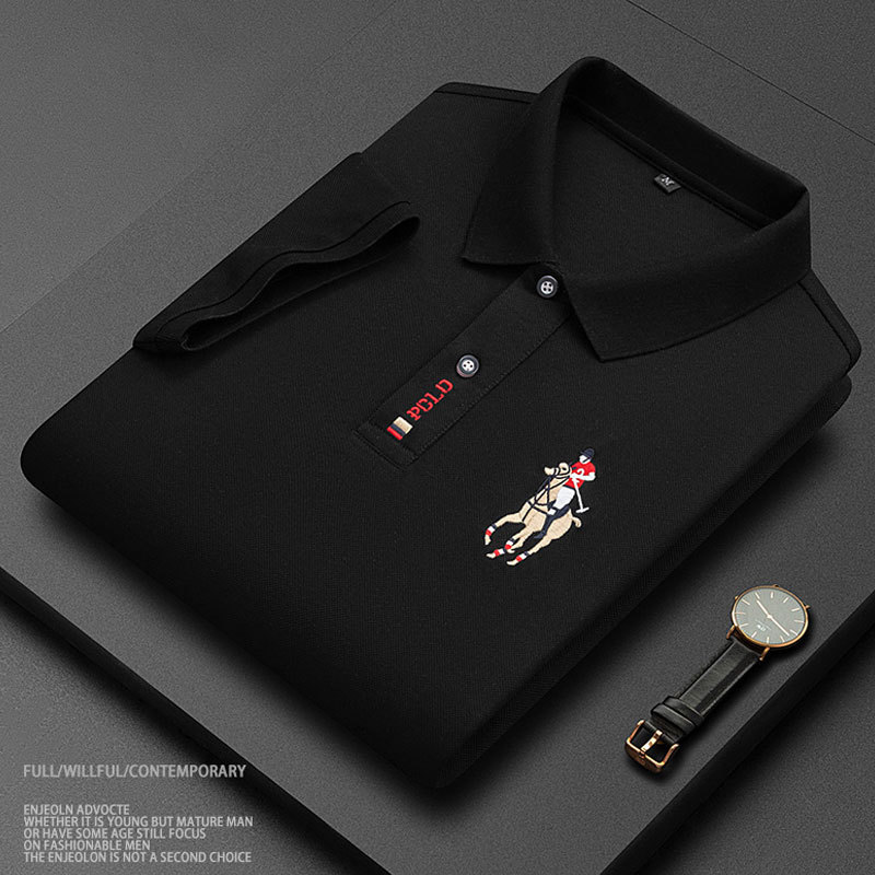 Hot Selling Men's Business Short Sleeve T Shirt New Men's Turn Down Collar Loose Large Size Half Sleeve Factory Direct Sale