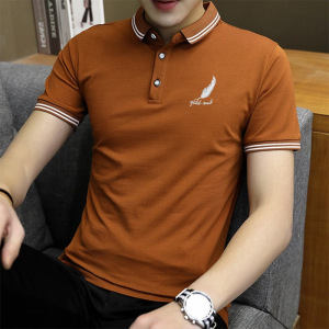 Stand Collar Business Gentleman Solid Color Slim Fit Casual Plus Size Summer Short T Shirt Short Sleeve Men's Versatile Short Sleeve