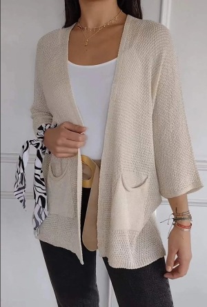 New Independent Station Wish Women's Waffle Nine Quarter Sleeve City Casual Cardigan Coat
