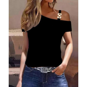 Women's cotton off-the-shoulder printed shirt
