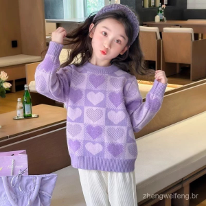 Girls' knitted pullover sweater (100% cotton)