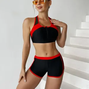 Maio vermelho com fenda no biquini