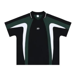 Camisa de manga curta para homens com algodão bloqueado de cor