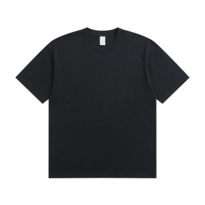 Camiseta masculina de manga curta, 100% algodão preto, sem marca, para esportes juvenis.