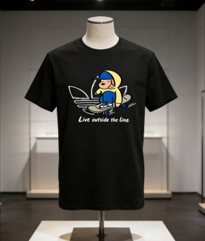 Camiseta masculina de manga curta, 100% algodão preto, sem marca, para esportes juvenis.
