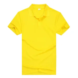 Men's polyester solid color lapel T-shirt short sleeved