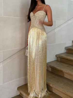 Vestido de poliéster de cor sólida
