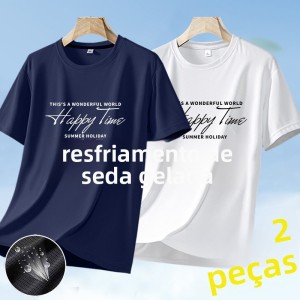 CamCamisa de manga curta de secagem rapida e respirável, azul marinho XL