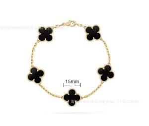 Pulseira preta de quatro folhas para mulheres