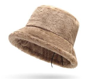 Mulheres espessadas de lã de inverno mistura chapéu pescador em beige escuro
