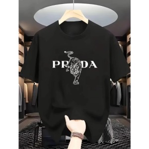 Camiseta masculina de verão, manga curta, modelo solto, respirável e com estampa exclusiva