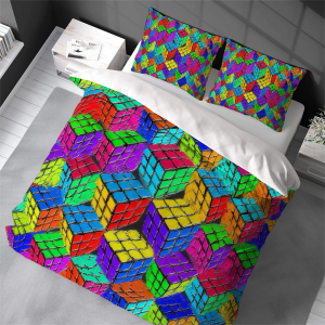 Conjunto de cama três peças simples para dormitório
